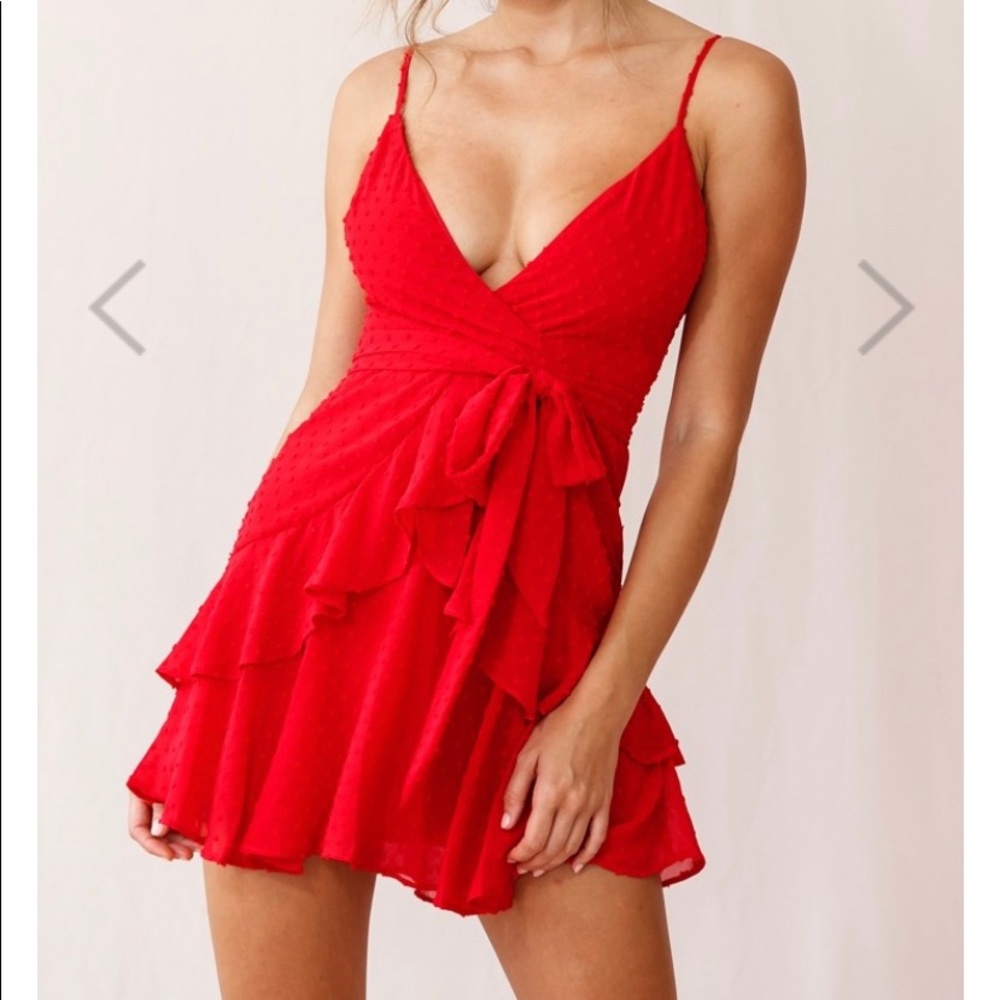 Selfie Leslie Kerry Layered Ruffle Dress Red